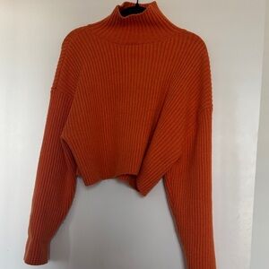 Women's cropped Orange Turtleneck Sweater size medium